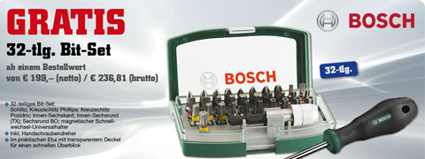 Kostenloses Bosch Bit-Set sichern!